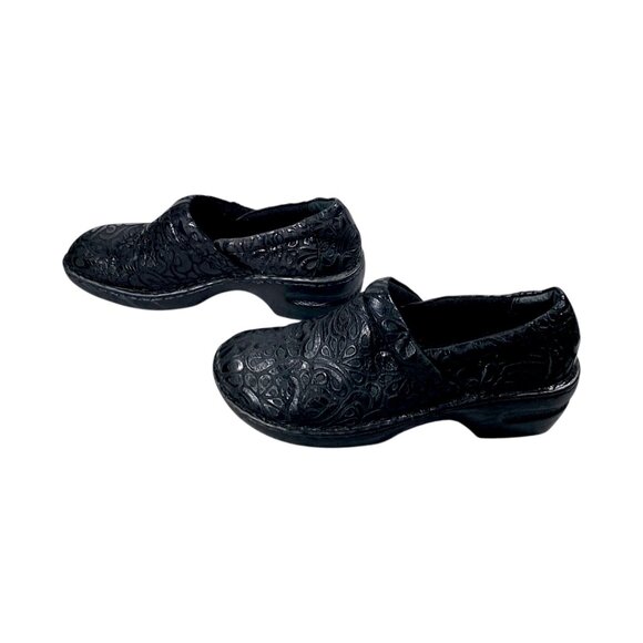 BOC Born Concept Shoes Womens 9.5 Black Leather Embossed Nurse Clogs  PEGGY - Picture 4 of 16